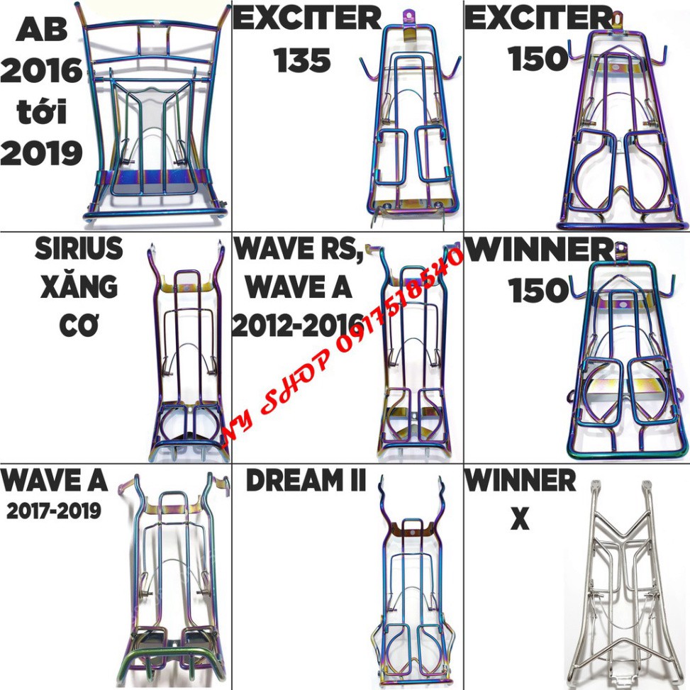 BAGA INOX 10 LY XI TITAN CHO EX 135/150,WINNER X,150 / WAVE A 2012-2019/RS,DREAM/SIRIUS/AB 2016-2019 (hình thật)