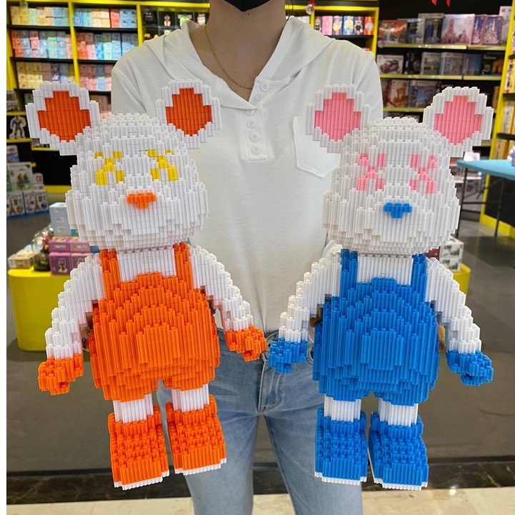 Chakra Ba Lô Hai Màu Khối Xếp Hình Gấu Nhiều Màu Sắc Với Mảnh Ghép Nhỏ