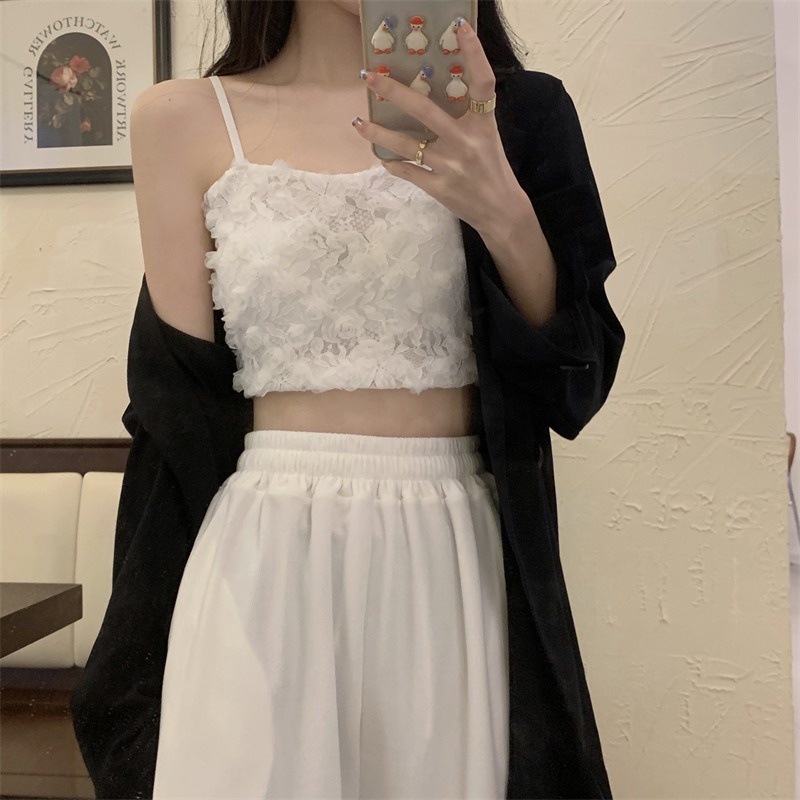 Áo ống hai dây ZHELIHANGFEI có đệm ngực phối ren