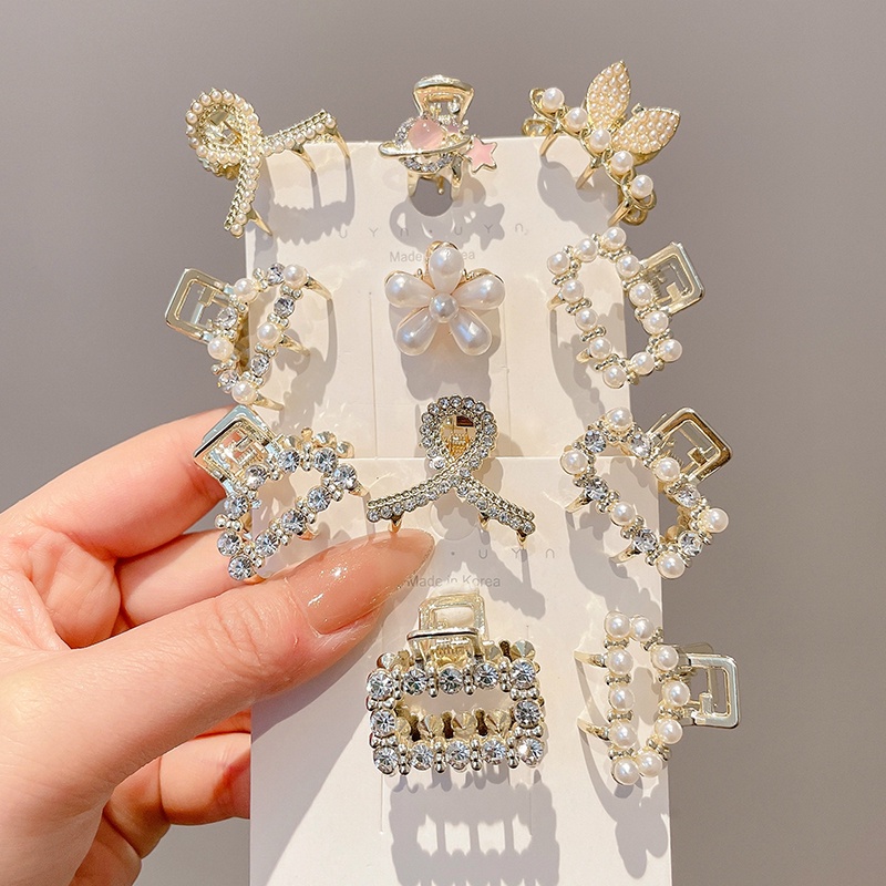 Kẹp Tóc Kim Loại Hình Nơ Đính Ngọc Trai Nhân Tạo Xinh Xắn