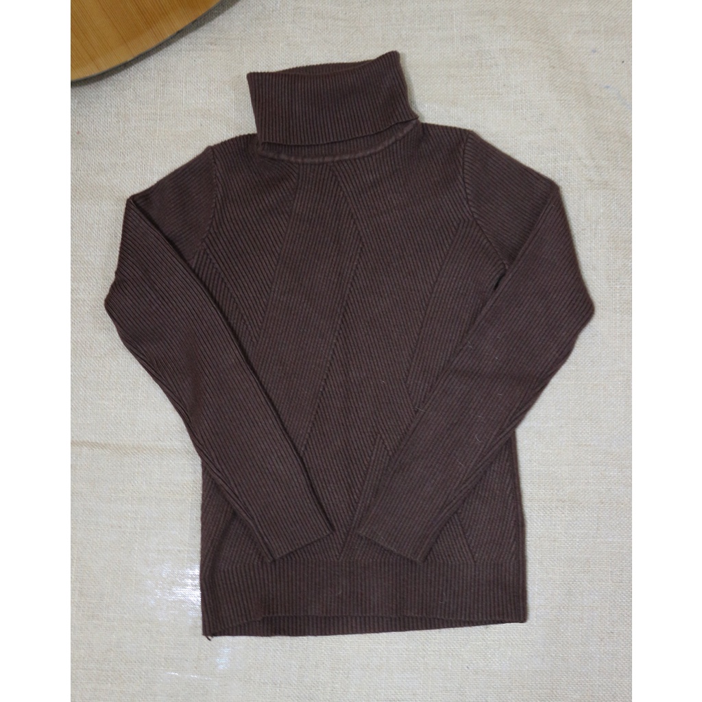 Áo len cổ lọ nâu Vintage dày dặn | BigBuy360 - bigbuy360.vn