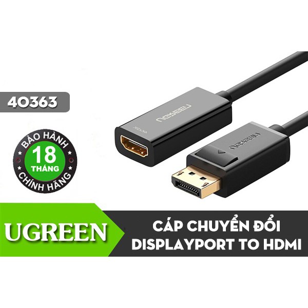 Cáp chuyển Displayport to HDMI hỗ trợ 4Kx2K Ugreen 40363