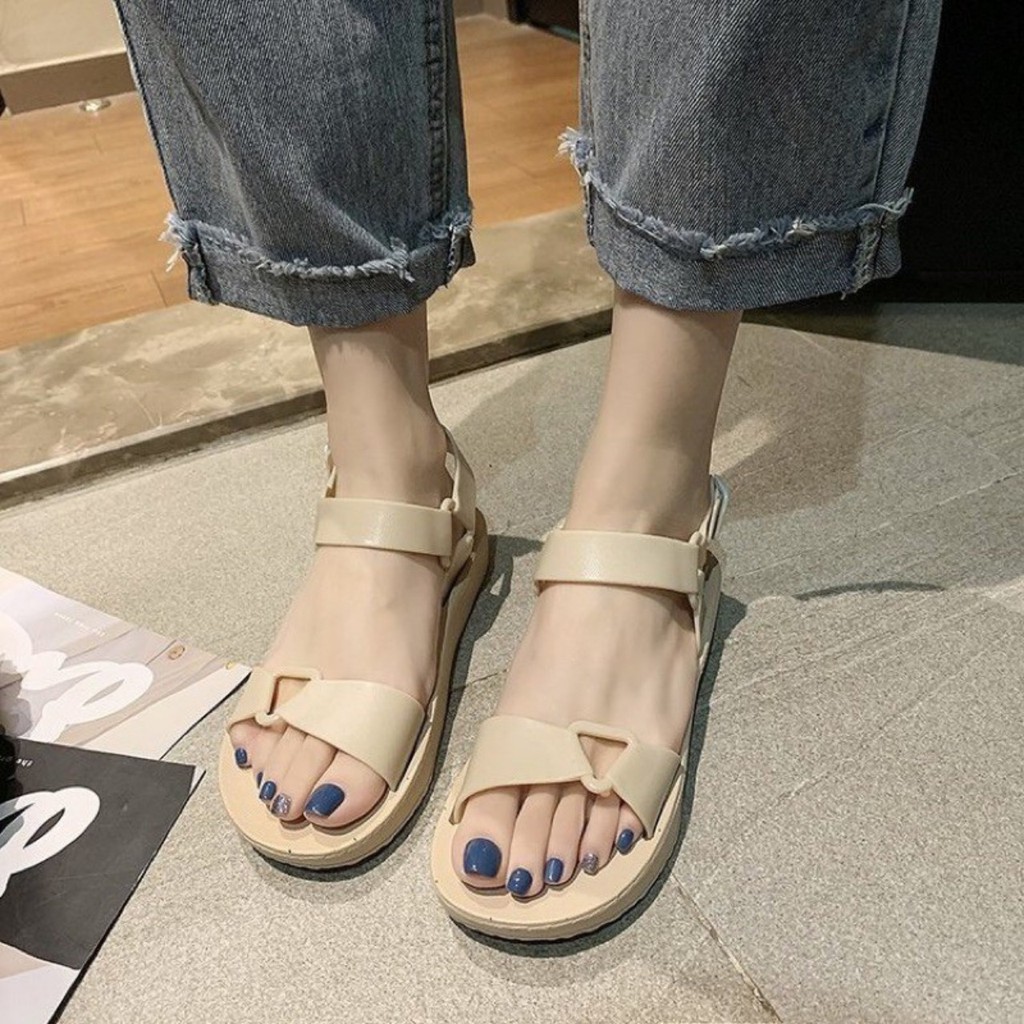 Sandal cao su nữ quai ngang chống nước