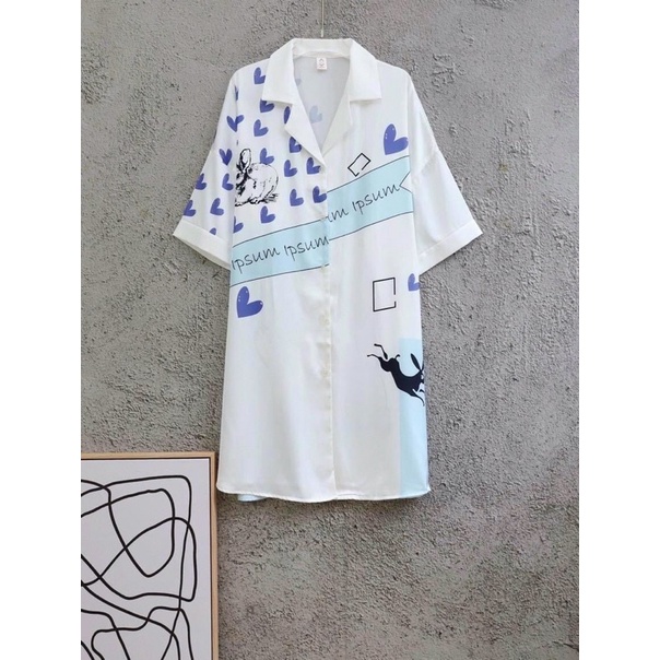 Váy ngủ sơ mi Hồng baby tay dài lụa satin cao cấp quảng châu