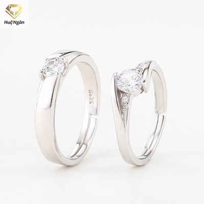 Nhẫn đôi bạc 925 Huệ Ngân - Free size RR1675