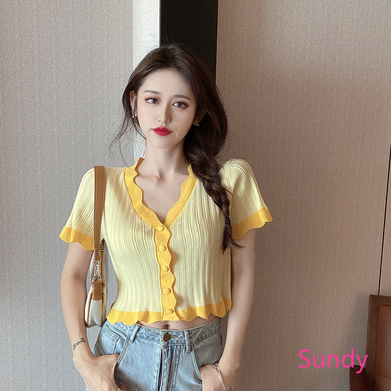 Áo Khoác Cardigan Tay Ngắn Màu Tím Phong Cách Hàn Quốc Thời Trang Mùa Hè Dành Cho Phụ Nữ