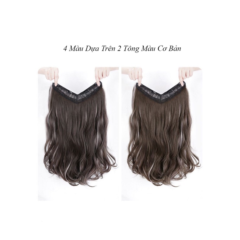 Bộ tóc giả kẹp dải highlight  chữ U làm dày tóc- Tóc giả kẹp nửa đầu xoăn tự nhiên dài 55cm - 6