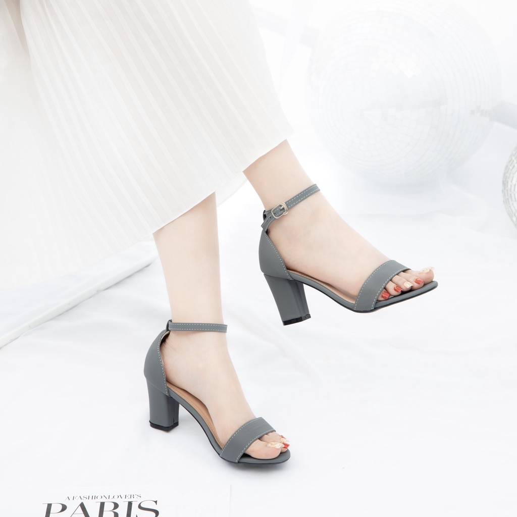 Giày MWC 3548 - Sandal Cao Gót Đế Vuông 7CM Quai Ngang Thanh Lịch