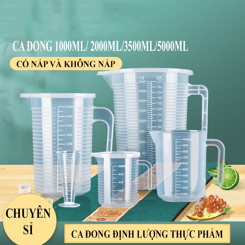 Cốc Đong, Ca Đong Định Lượng Có Nắp Đậy Pha Chế Bằng Nhựa Chia Vạch - Phù Thủy Pha Chế