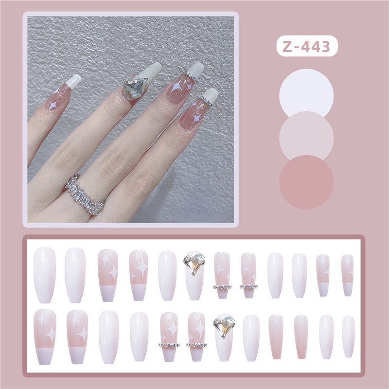 Bộ 24 móng giả đính charm đá