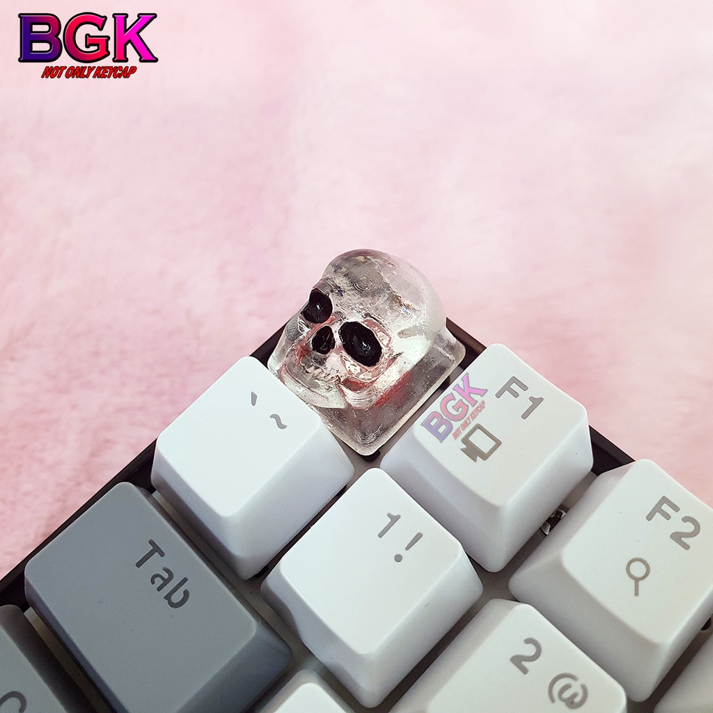 Keycap Lẻ Artisan Đầu Lâu Trong Suốt Xuyên LED keycap resin Crystal Skull Keycap