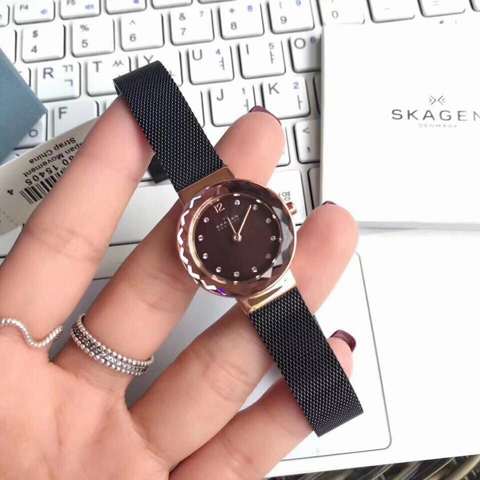 Đồng hồ Skagen nữ dây kim loại mặt lục lăng