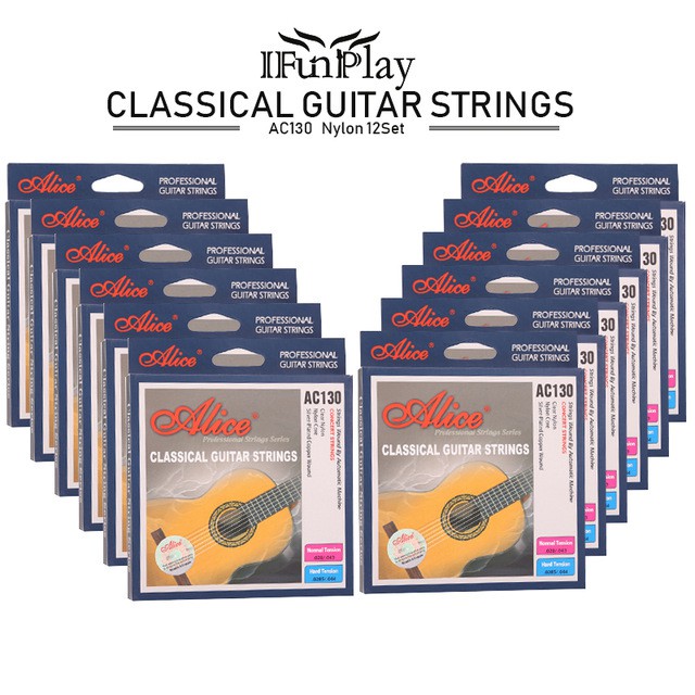 12set Classical Guitar Strings Clear Nylon Silver-plated Copper Wound Alice Nylon Silver Strings AC130