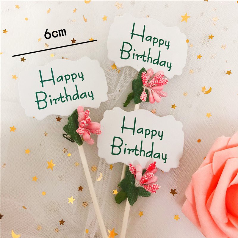 [SIÊU RẺ❤️] – Cây cắm hoa HappyBirthday - Trang trí bánh sinh nhật bánh kem
