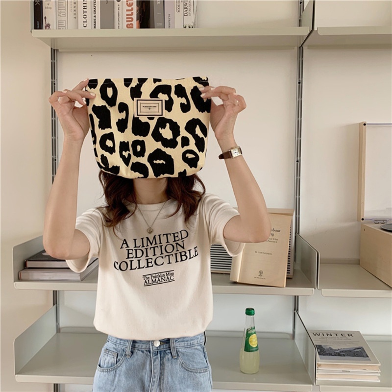 Túi Xách Nữ Vải Canvas Họa Tiết Da Báo Thời Trang