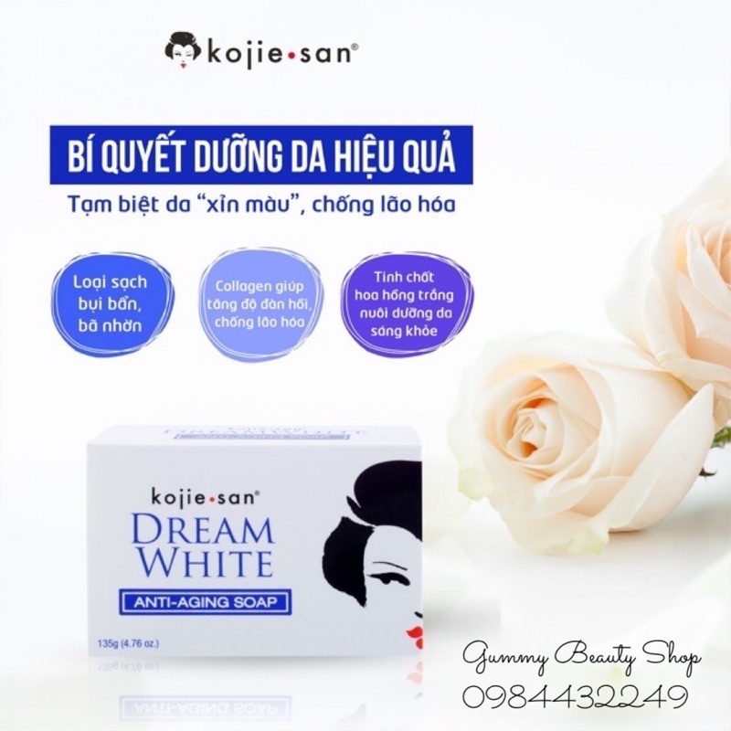 [135g HÀNG CHÍNH HÃNG] Xà bông tắm trắng, chống lão hoá Dream white soap 135g