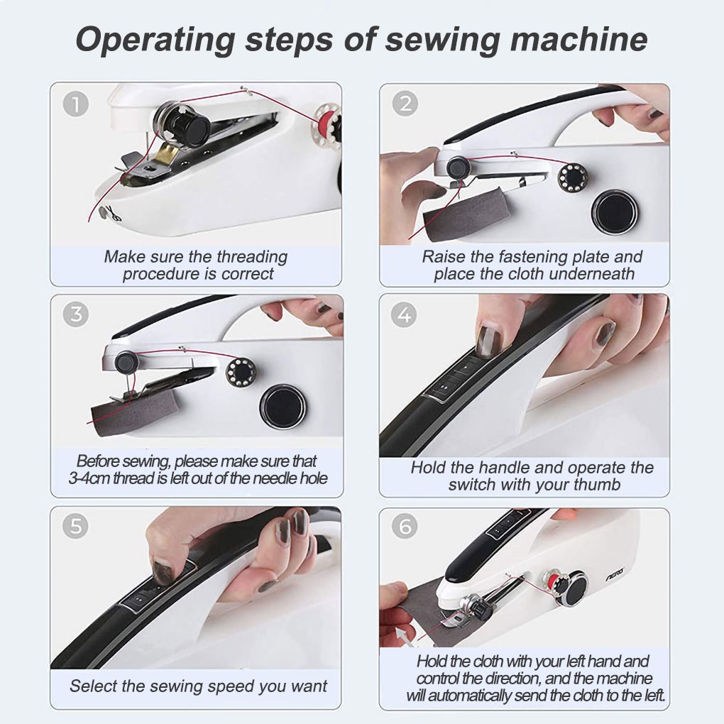 Handheld Sewing Machine Battery Powered Electric USB Quick Stitching Device Home Needlework DIY Travel Fabric【vollter1】