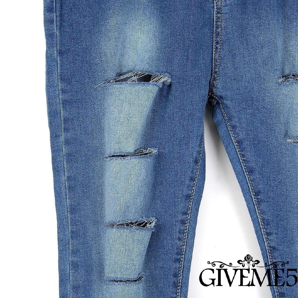 Quần jeans nữ lưng cao dạng rách