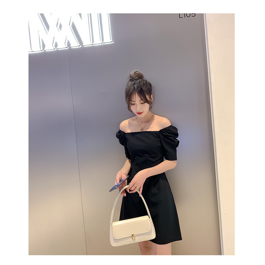 Váy nữ, đầm nữ cổ vuông tay ngắn gợi cảm màu đen phong cách, thời trang Ngão clothing chất liệu mát mẻ, thoải mái | BigBuy360 - bigbuy360.vn