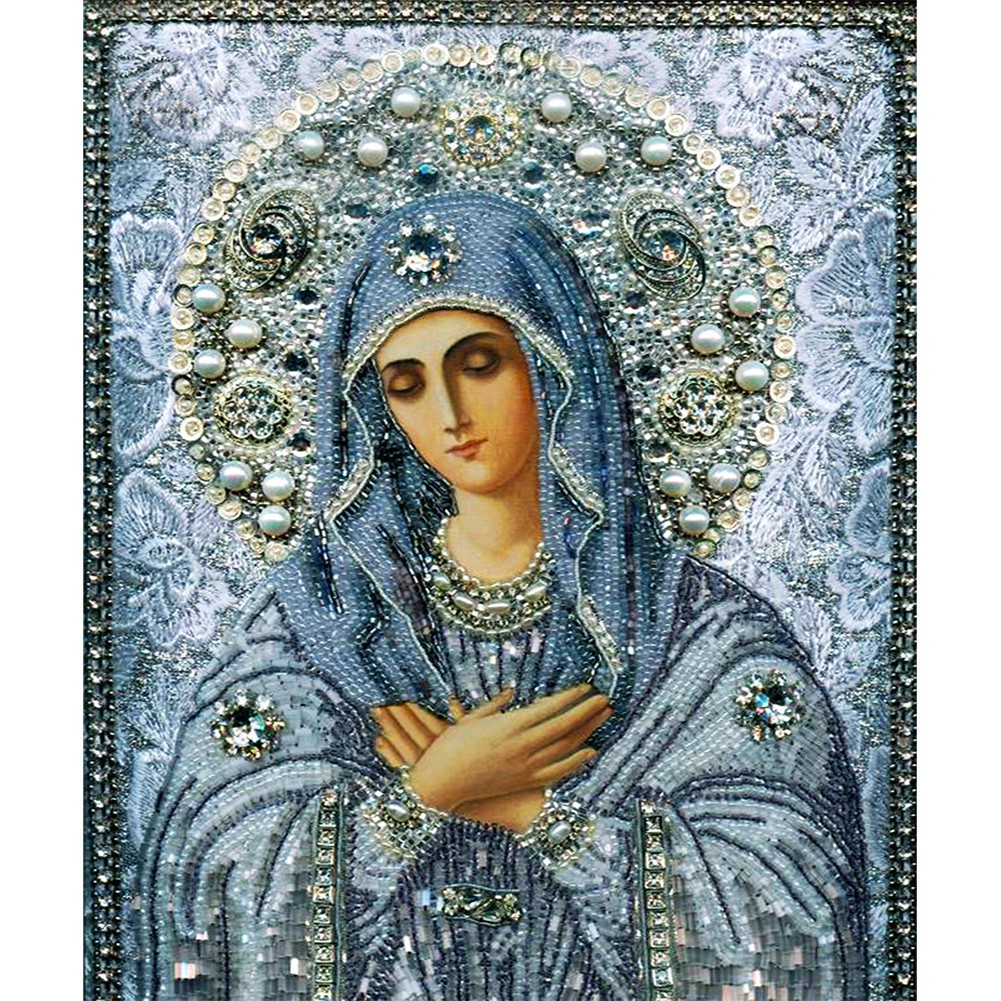 Bộ Tranh Đính Đá Tự Làm Kèm Phụ Kiện Hình Đức Mẹ Maria