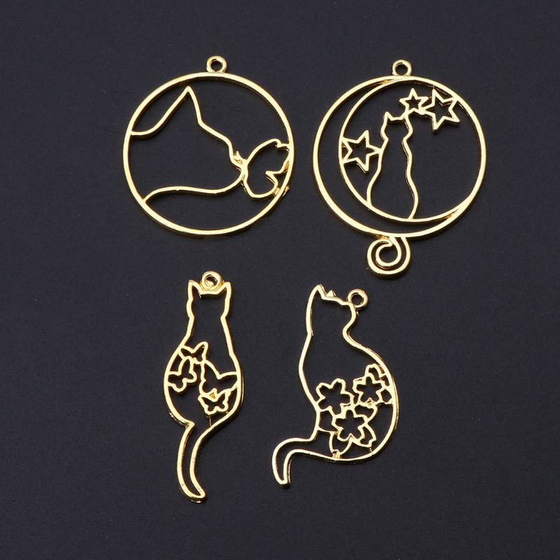 Mặt dây bezel thiết kế hình mèo và chú cún dễ thương almf phụ kiện thời trang