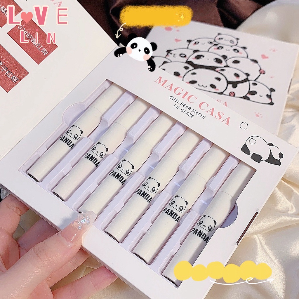 Set Son Môi Lì Mịn Như Nhung Imagic Thiết Kế Hình Chú Gấu Dễ Thương Kèm Hộp Đựng