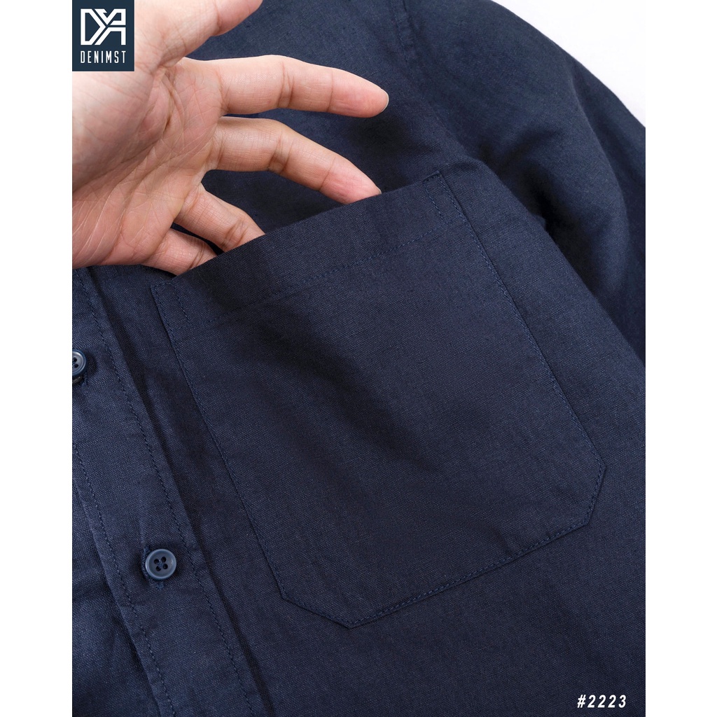Áo sơ mi đũi nam DENIMST 2223, chất linen cotton, phong cách Hàn Quốc