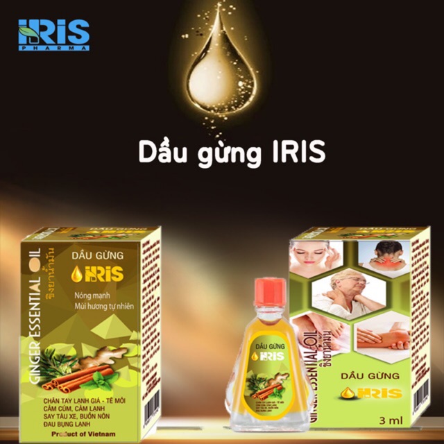 Dầu gió gừng iris 3ml mùi hương tự nhiên