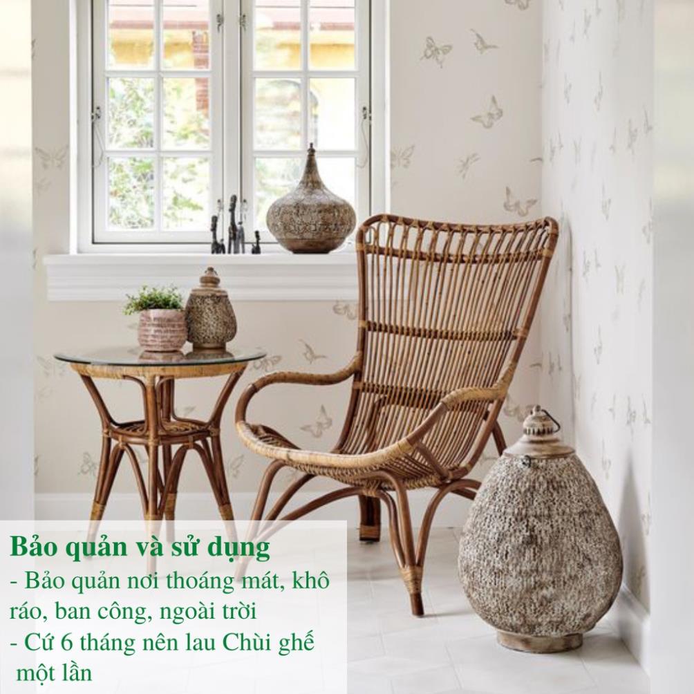 Ghế lười mây thư giãn lưng ngả Armchari, Decor phòng ngủ, trang trí phòng khách nằm nghỉ ngơi đọc sách / HealHomes