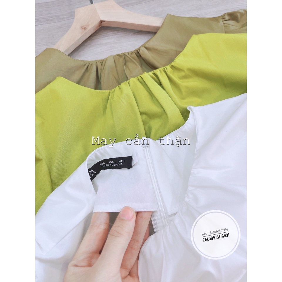 ✨BÁN SỈ✨Đầm eo chun tay bồng cổ dúm 3 màu