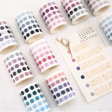 Cuộn nhãn dán chấm bi washi tape trang trí nhật ký/album DIY - MyNa Mart