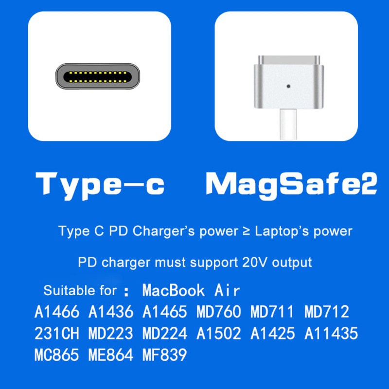 Dây Cáp Sạc 1.8m 65w Usb C Pd Type C Sang Magsafe 2 T-Tip Cho Macbook Air Pro After 2012 Year 45w 60w