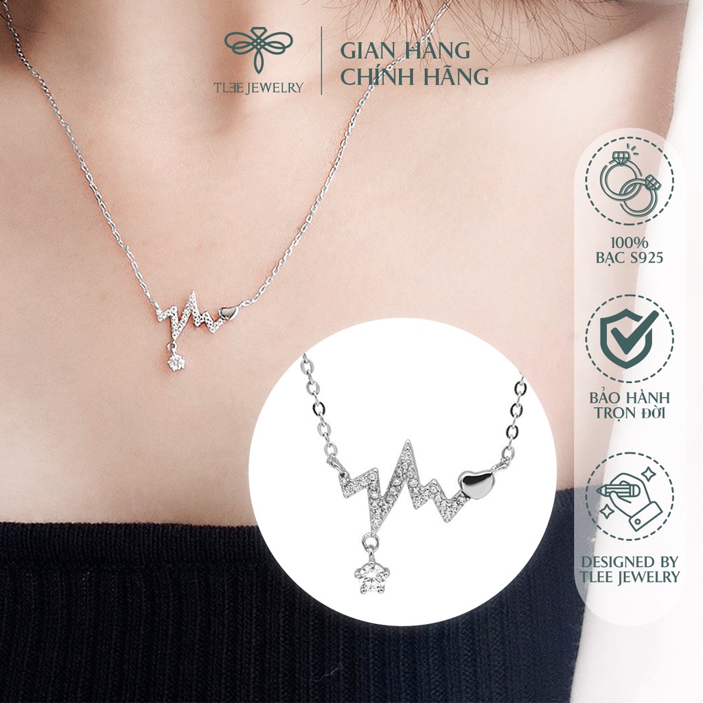 Dây chuyền bạc nữ TLEE nhịp tim nạm đá sang trọng NCJ D0118