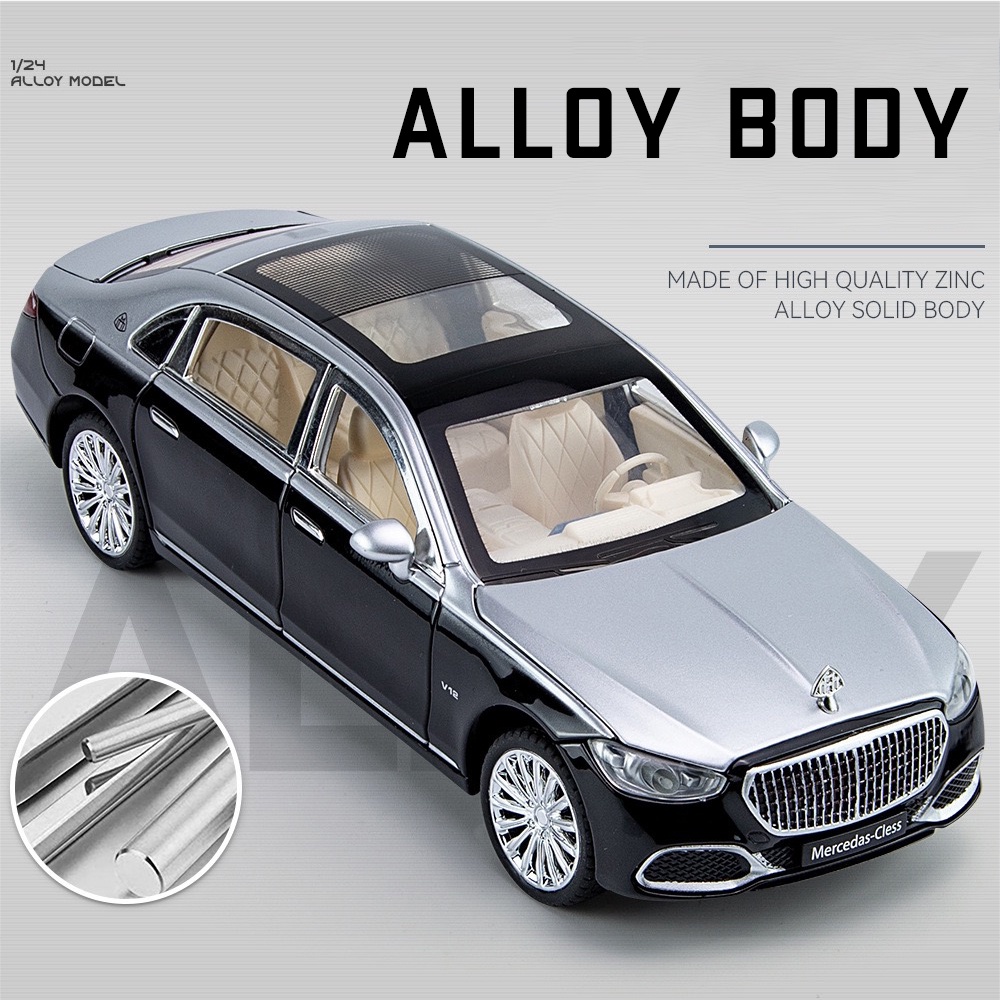 Mô Hình Xe Hơi Maybach S680 Bằng Hợp Kim Tỉ Lệ 1: 24 Có Đèn Và Nhạc Độc Đáo Sống Động