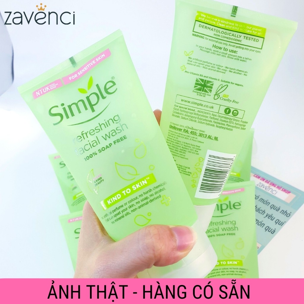 Sửa rửa mặt SIMPLE Refreshing Facial Wash Gel cho da nhạy cảm 150ml - ZAVENCI Official | BigBuy360 - bigbuy360.vn