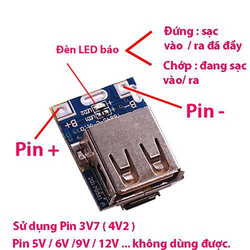 Mạch sạc dự phòng mini 1A - 1 cổng USB 95