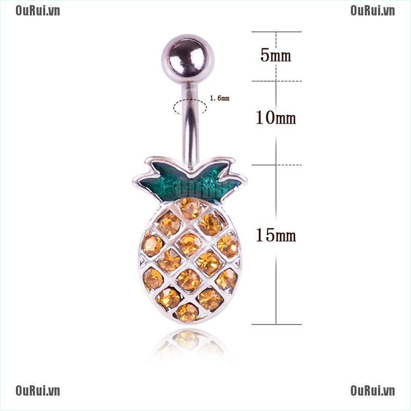 Khuyên Rốn Hình Quả Dứa Bằng Thép Y Tế