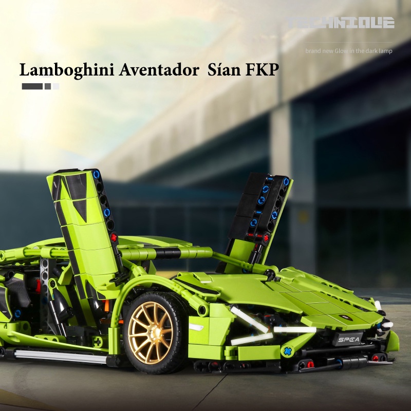 Đồ Chơi Lắp Ráp Kiểu LEGO Mô Hình Siêu Xe Lamborghini Aventador Sían FKP Green Sy8600 Với 1254 Chi Tiết