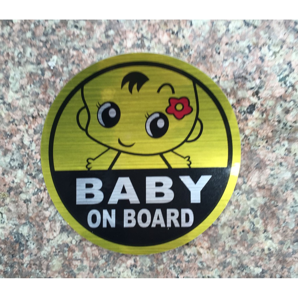 Decal phản quang baby on board, Baby in car