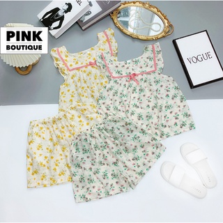 Bộ Đũi Nữ Mặc Nhà Đồ Bộ Ngủ Dễ Thương Mùa Hè Quần Đùi Hoa Nhí PINKBOUTIQUE 226