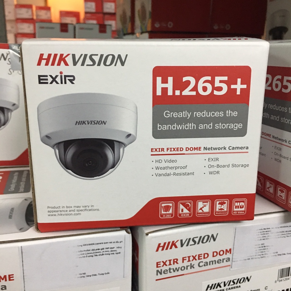 Camera IP bán cầu Dome DS-2CD2121G0 HIKVISION Poe ngoài trời và trong nhà.Chuẩn nén H.265+,Chống ngược sáng