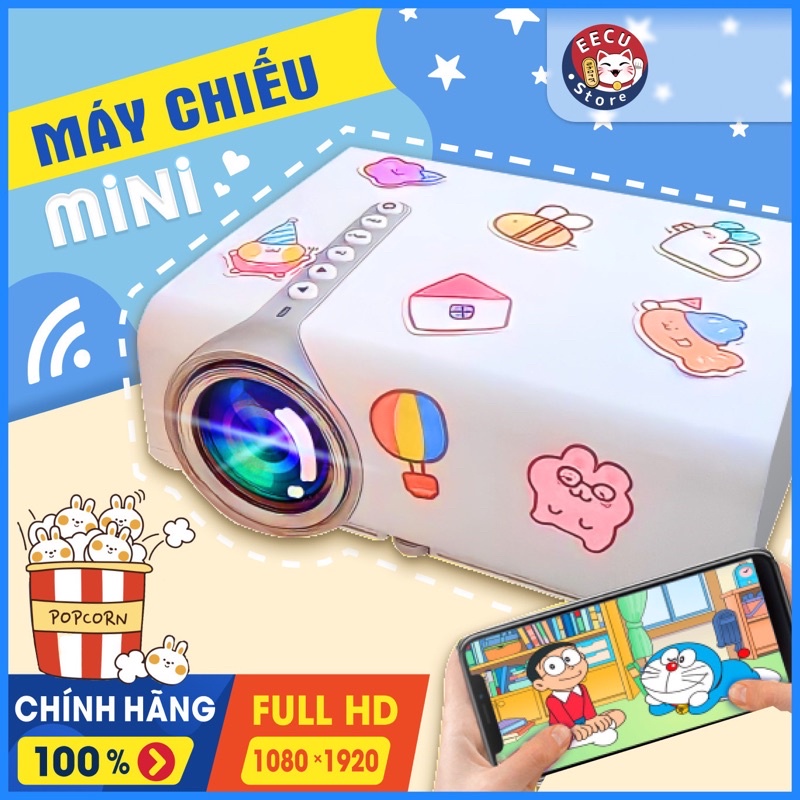 (SẴN) Máy chiếu mini YG530 kết nối không dây chính hãng LEJIADA bản new - Tặng Kèm Sticker + Dây HDMI-Eecu Store