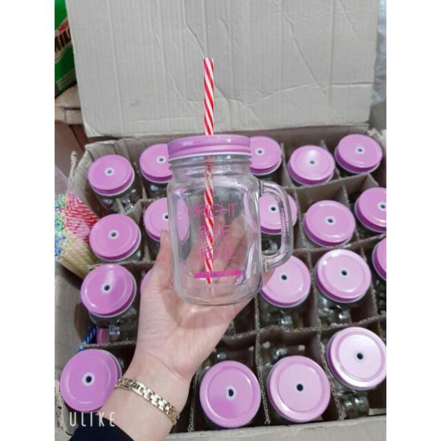 Cốc uống trà xữa có quai tặng kèm ống hút