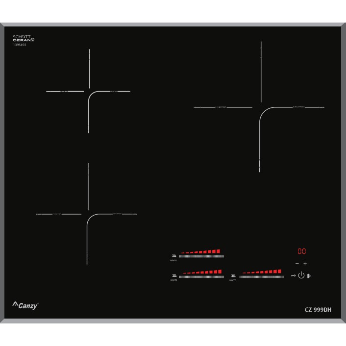 Bếp từ Canzy CZ 999DH nhập khẩu Đức, Bếp 3 từ vuông, bếp từ ba