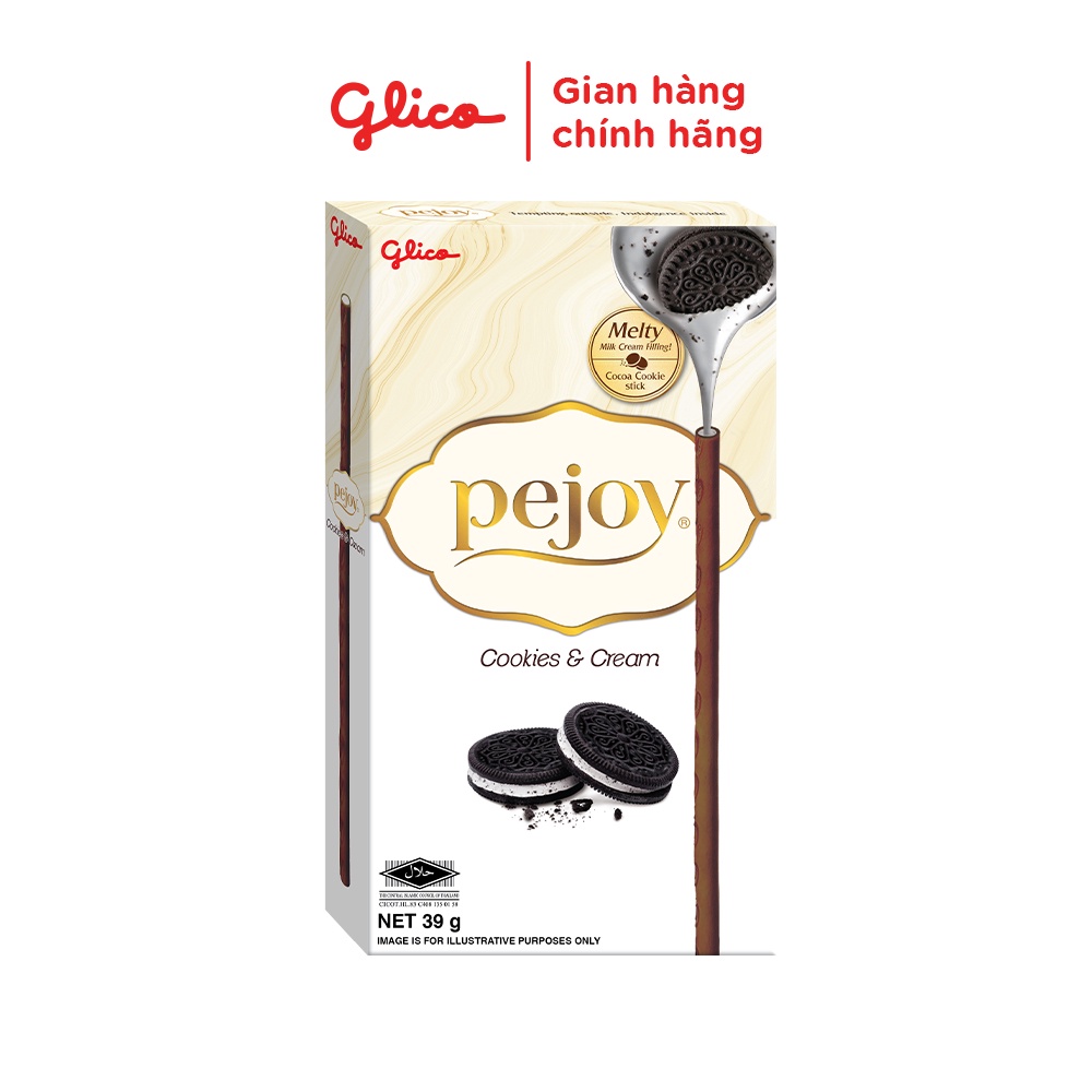 Bánh que nhân kem cookie GLICO Pejoy Cookies &amp; Cream 39g (Combo 10)