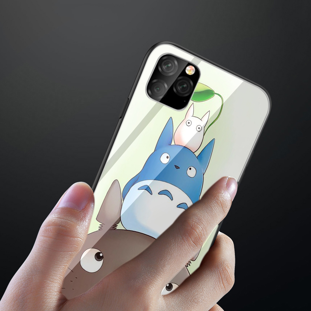 Q107 Totoro iPhone SE 6 6s 7 8 Plus Xs 11 Pro Max X XR Tempered glass Soft Case