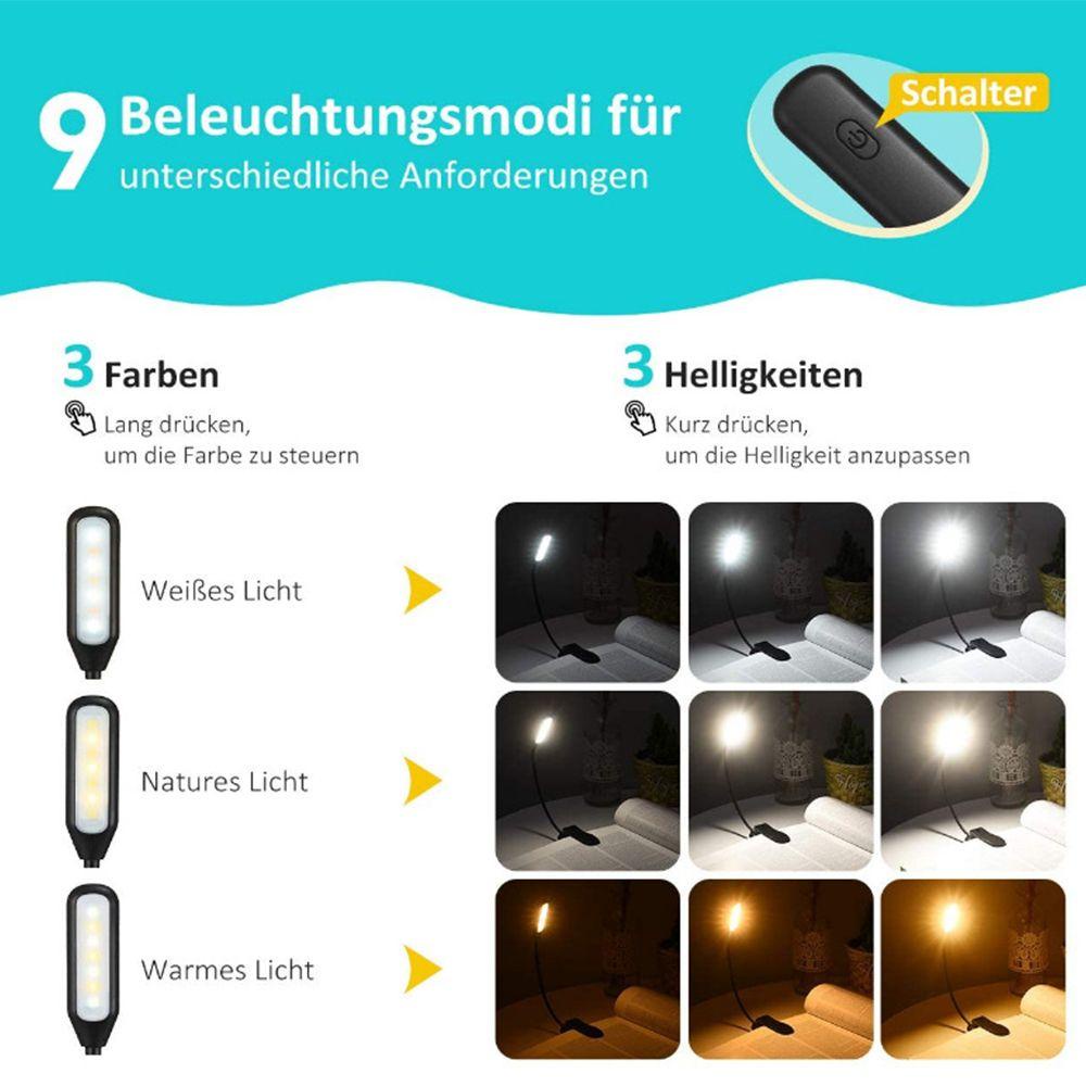 YNATURAL Đèn Đọc Sách 3 Chế Độ Sáng Tiện Lợi