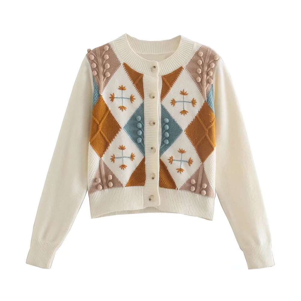 Ảnh thật cardigan kẻ trám nâu mẫu mới nhất 2022 dày đẹp phong cách retro