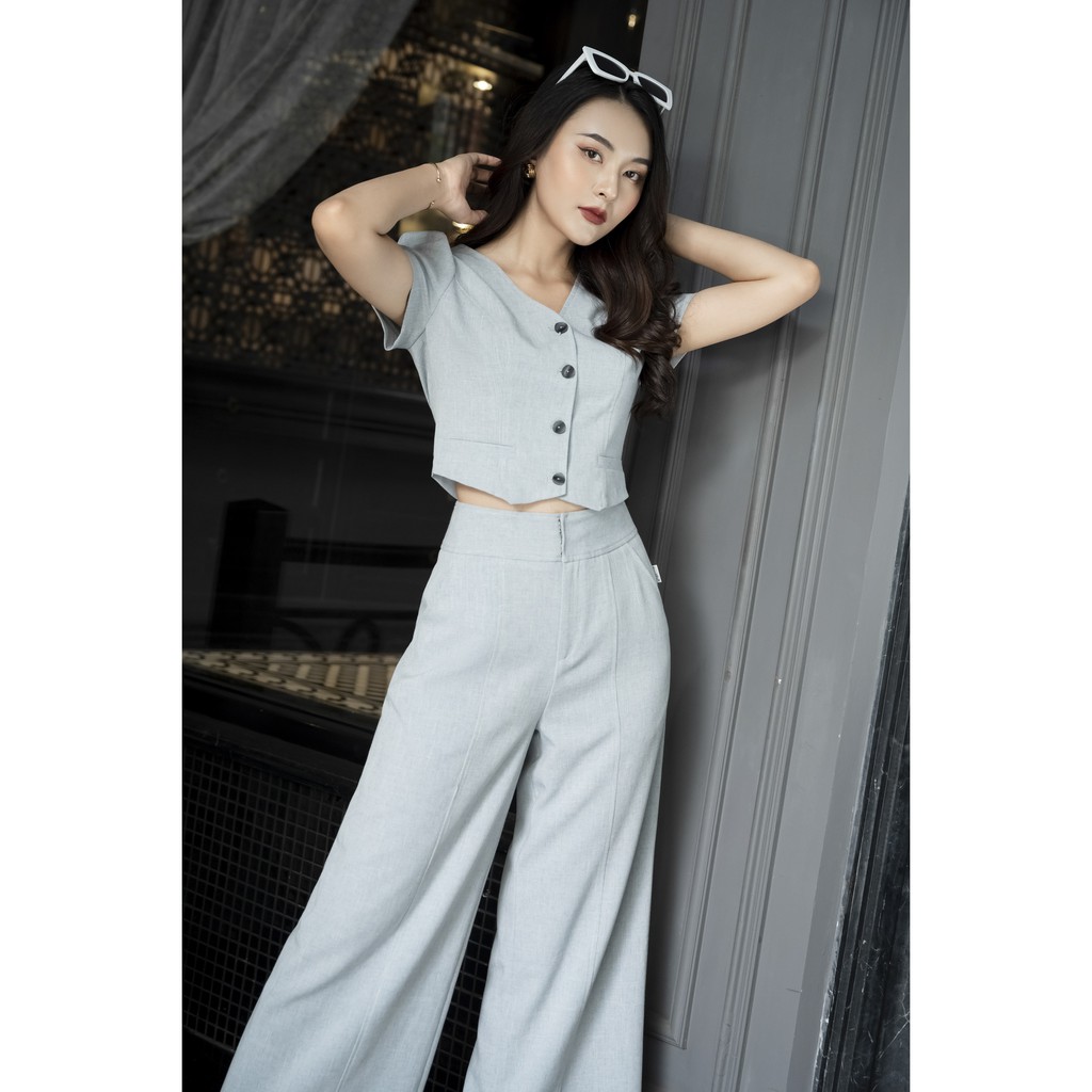 Áo sơ mi cổ tim, cài cúc, túi giả Emspo SMS2626