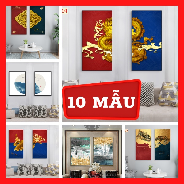 Bộ 2 - Tranh treo tường - Trang trí phòng khách Hiện đại/Gỗ MDF Hàn Quốc chống ẩm mốc, mối mọt TD3